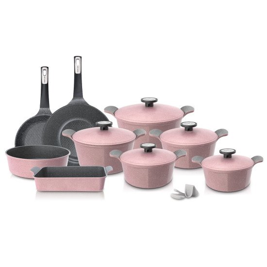 pots Korean cookware set, 14 pieces, extrema, pink